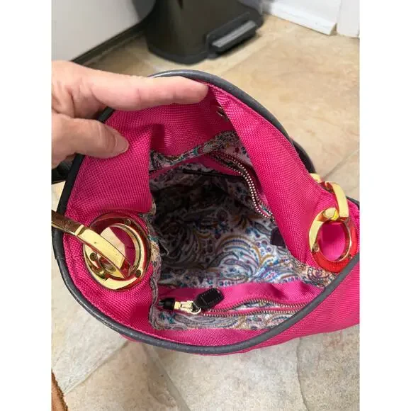 JPK Jean-Pierre Klifa Paris 75 Bucket Shoulder Bag Hot Pink Nylon Canvas - Picture 5 of 8